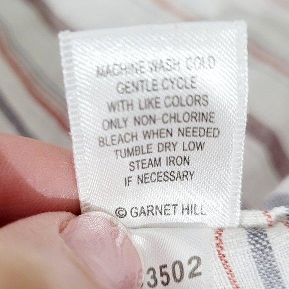 Garnet Hill Easy care 100% Linen Tunic Stripped Buttonup Blouse Oversized Size S - Picture 11 of 11